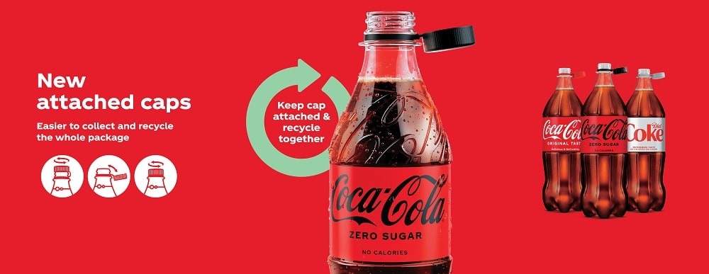 コカ・コーラ英国法人、全製品にキャップ一体型ペットボトル導入へ。回収とリサイクルを促進