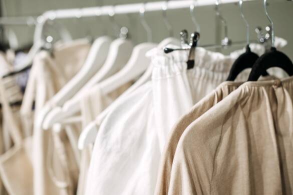clothes hanging on a rack