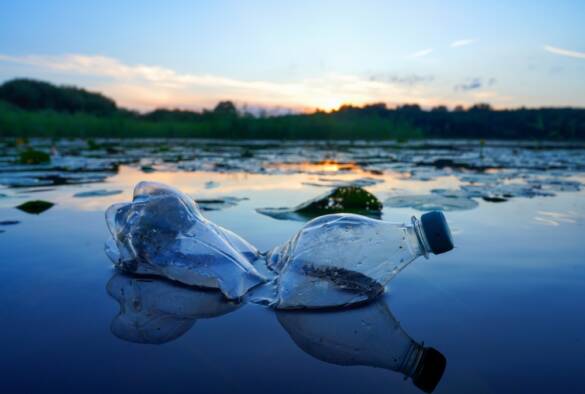 湖に浮かぶプラスチック